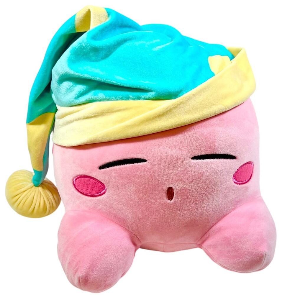 Sleeping Kirby Plush Junior 12 Inch Nintendo Tomy Club Mocchi Mocchi Nightcap